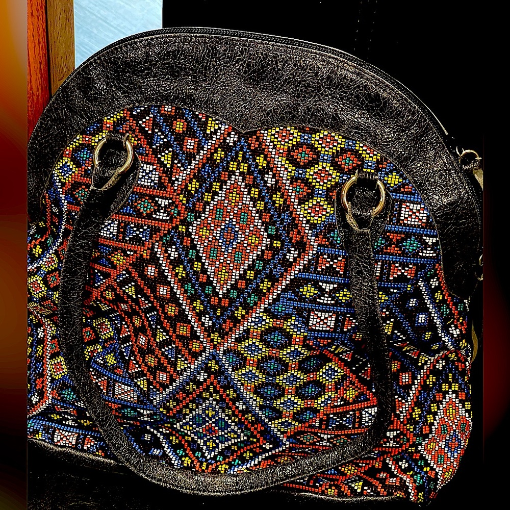 𝕃𝔼𝔸𝕋ℍ𝔼ℝ ℝ𝕆ℂ𝕂 Multicolor Patterned Women's Bag
